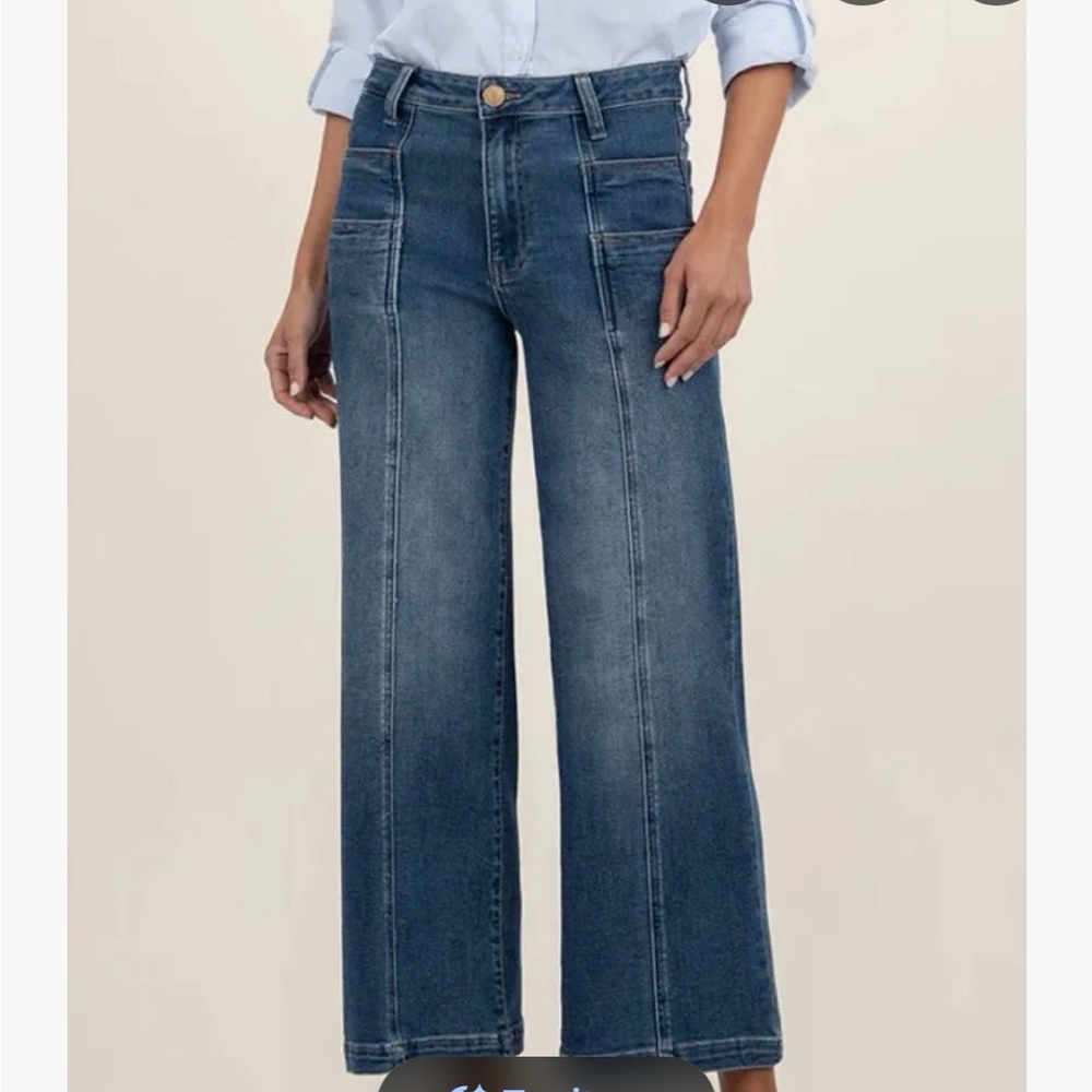 Kut from the Kloth High-Rise Meg Wide-Leg Jeans in Medium Blue Denim